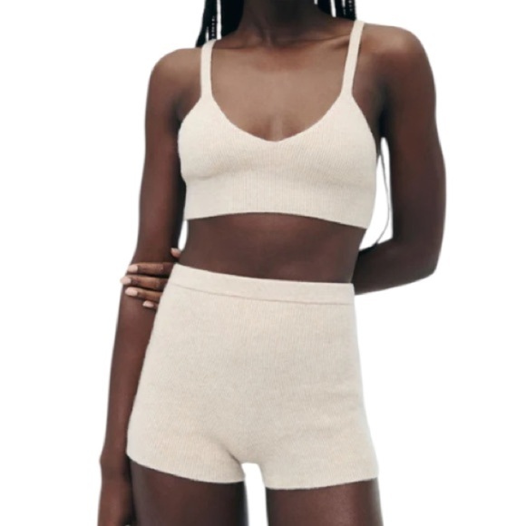 Nadaam Cashmere Ribbed Seamless Bralette and Short Set Luxury Loungewear - Picture 11 of 11